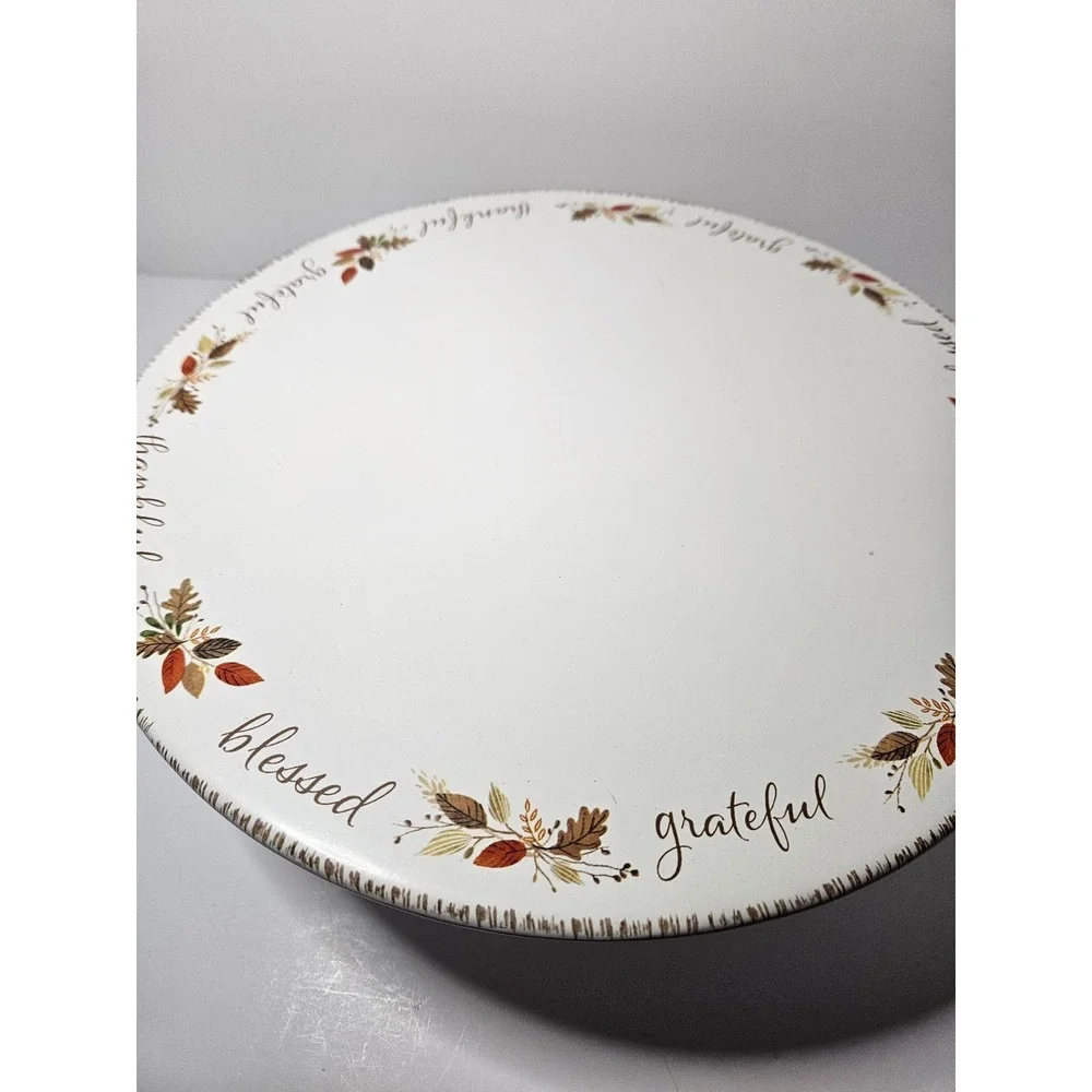 Celebrate It Thankful Blessed Fall Thanksgiving Pedestal Cake Plate Stand 12